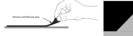 Sketch of a hand peeling the black foam layer back from the silver stainless-steel cover